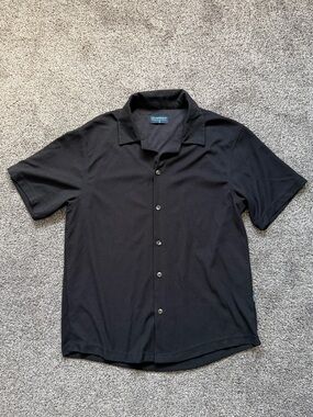 Island Haze Black Button Up Short Sleeve Shirt